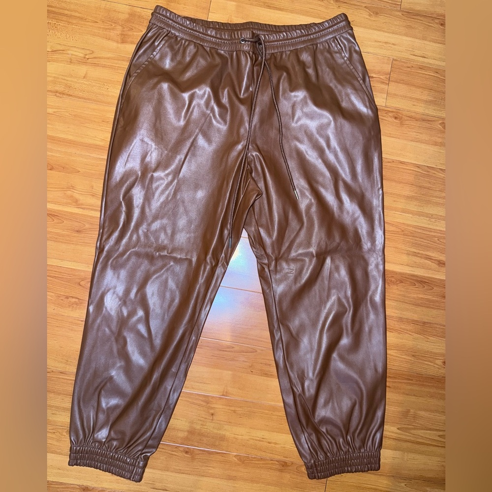 A New Day Brown Faux leather Jogger Pants